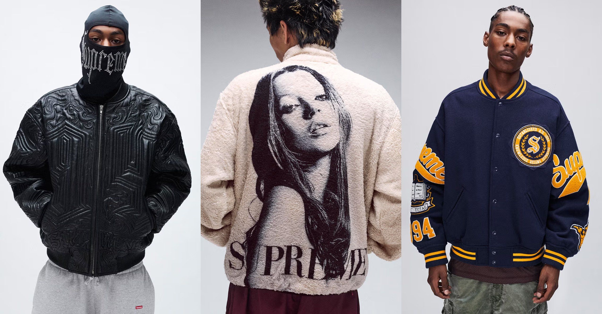 美品　Supreme 2024FW Jacket (XL) Supreme Faux Shearling Lined Bomber Jacket FW24 Black White