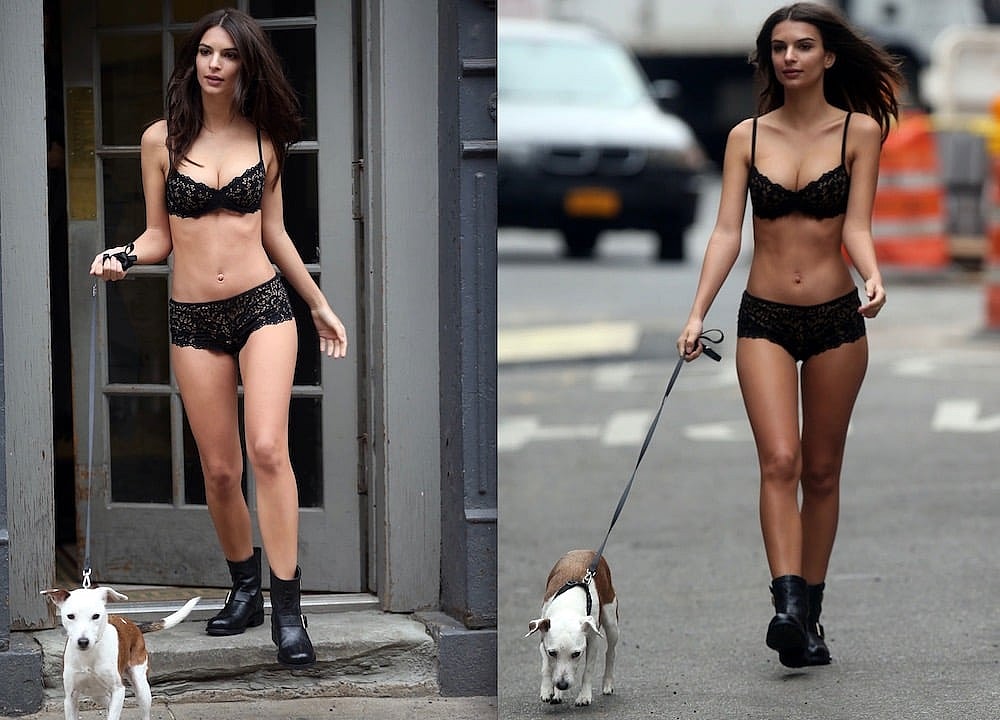 Emily Ratajkowski-dog-walk