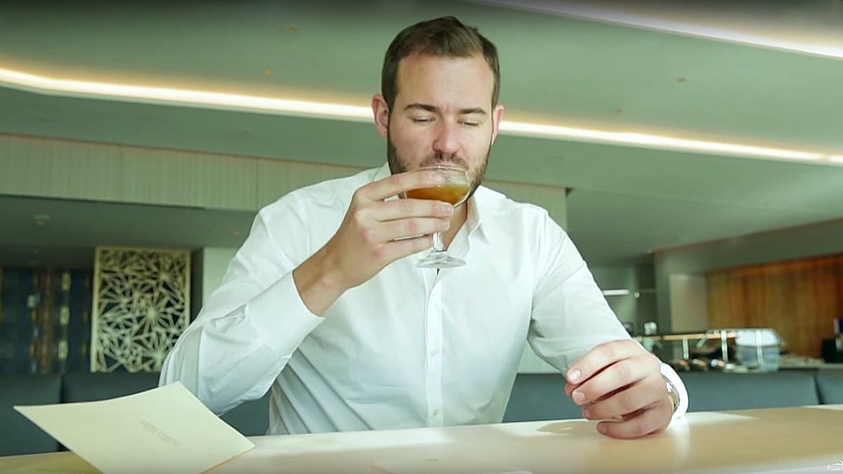 Brian Kelly (a.k.a. The Points Guy) enjoys a pre-flight beverage