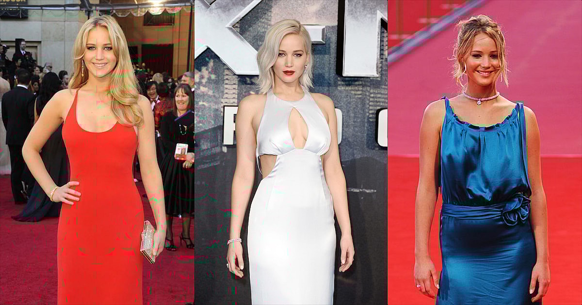Jennifer Lawrence at various premieres in red