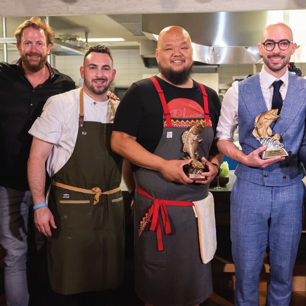 Founder Brady Lowe, Host Chef Ross Jansen, Winning Chef Yia Vang of Union Hmong Kitchen and Bartender Andy Cabrera Jr., Café La Trova