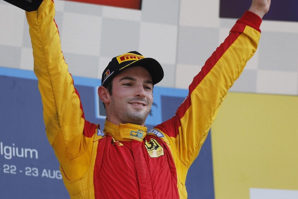Alexander Rossi celebrates GP2 win
