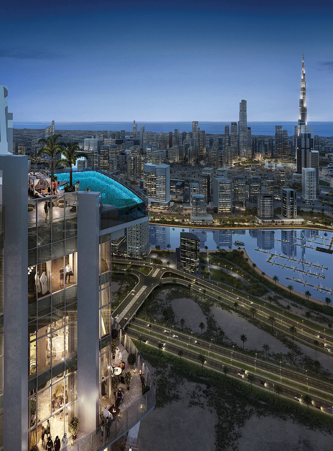 SLS Dubai_Rooftop Pool View