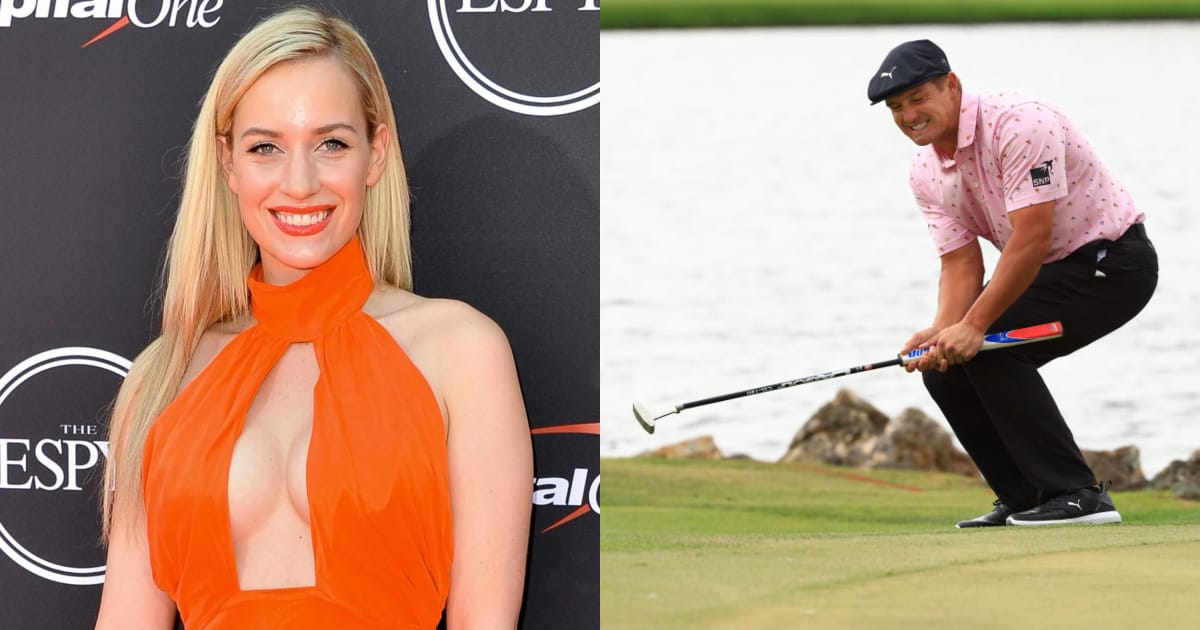 Left: Paige Spiranac Right: Bryson DeChambeau at the 2021 Arnold Palmer Invitational Tournament
