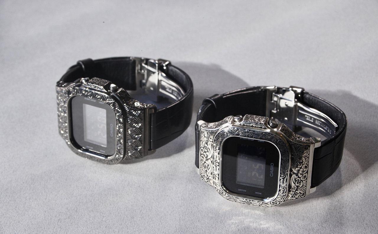 【正規品】DAMUE Custom G-SHOCK 5600 [Silver] These Striking G-Shock Watches Are Made of Intricately-Engraved