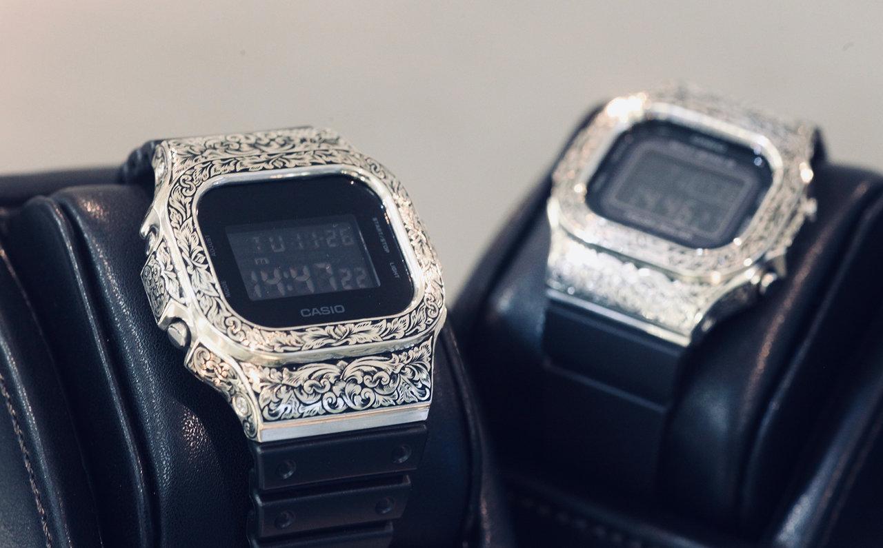 【正規品】DAMUE Custom G-SHOCK 5600 [Silver] These Striking G-Shock Watches Are Made of Intricately-Engraved