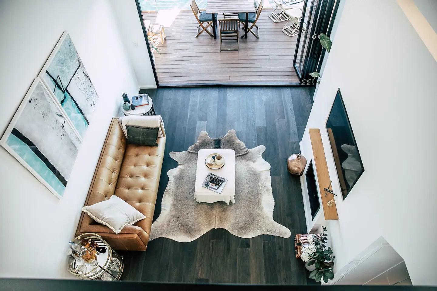 airbnb-floating-cabin-3 Interior of luxury solar-powered Lilypad floating villa in New South Wales.