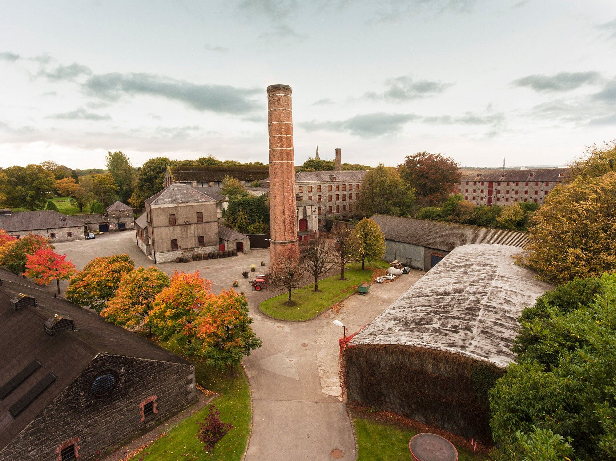 redbreast irish whiskey distillery drone shot