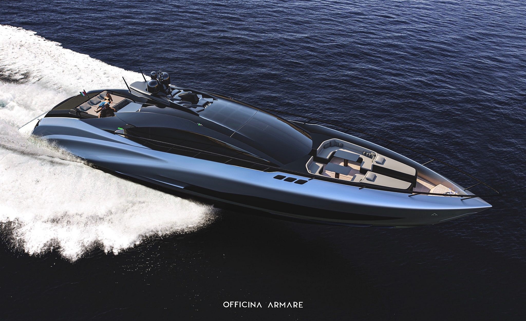 Officina Armare A88 Gransport (7) Milan-based yacht design studio Officina Armare drew heavily from supercars in designing the new A88 Gransport concept.