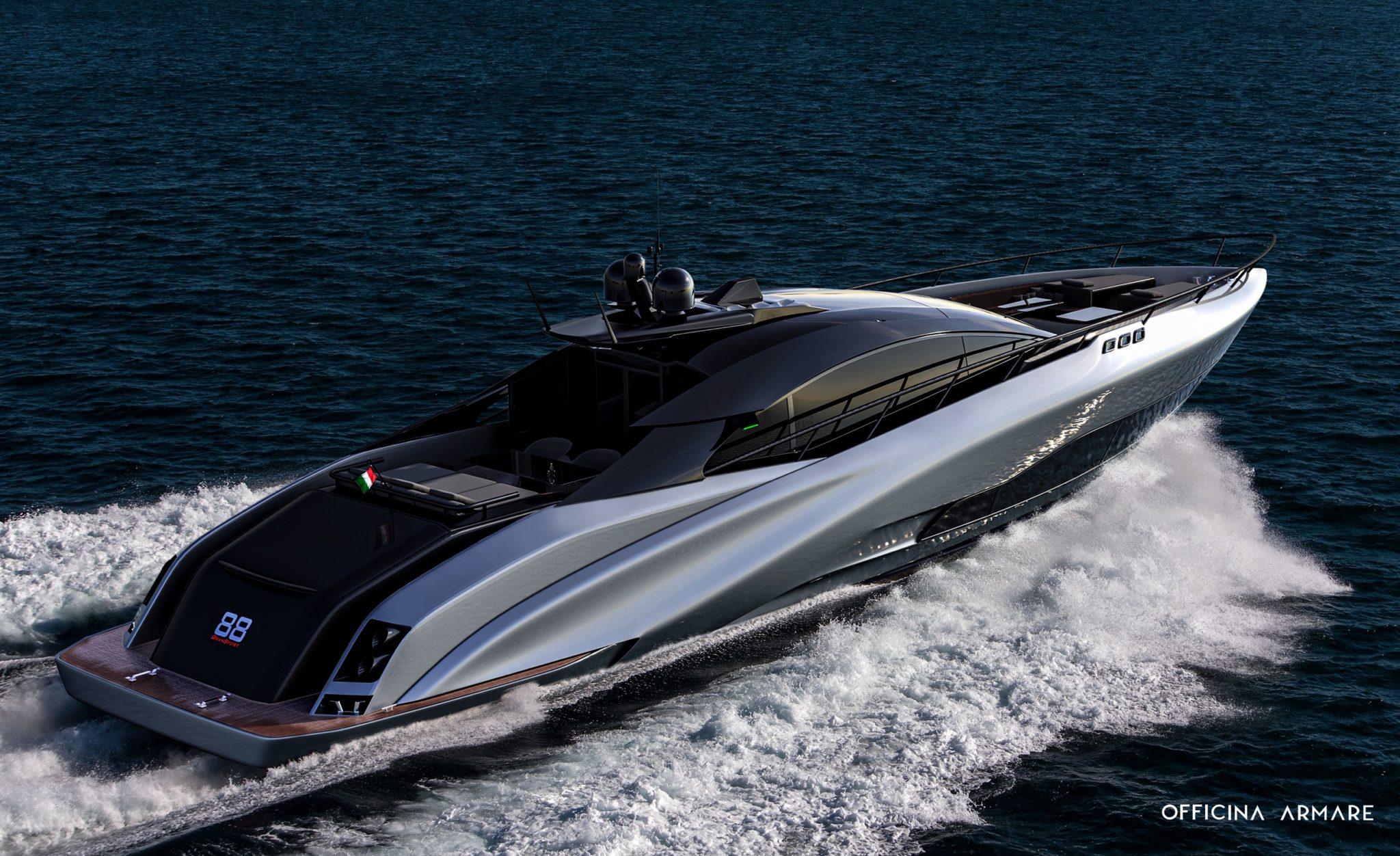 Officina Armare A88 Gransport (5) Milan-based yacht design studio Officina Armare drew heavily from supercars in designing the new A88 Gransport concept.