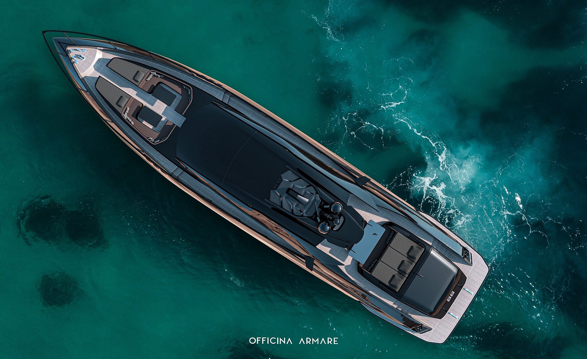 Officina Armare A88 Gransport (4) Milan-based yacht design studio Officina Armare drew heavily from supercars in designing the new A88 Gransport concept.