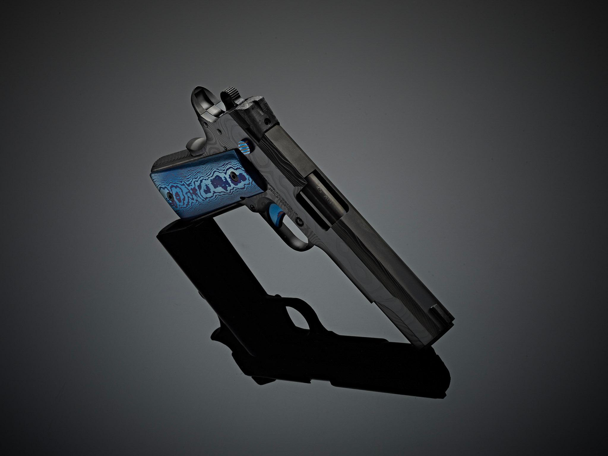 This Custom Damascus Steel 1911 Pistol Set Is a Six-Figure