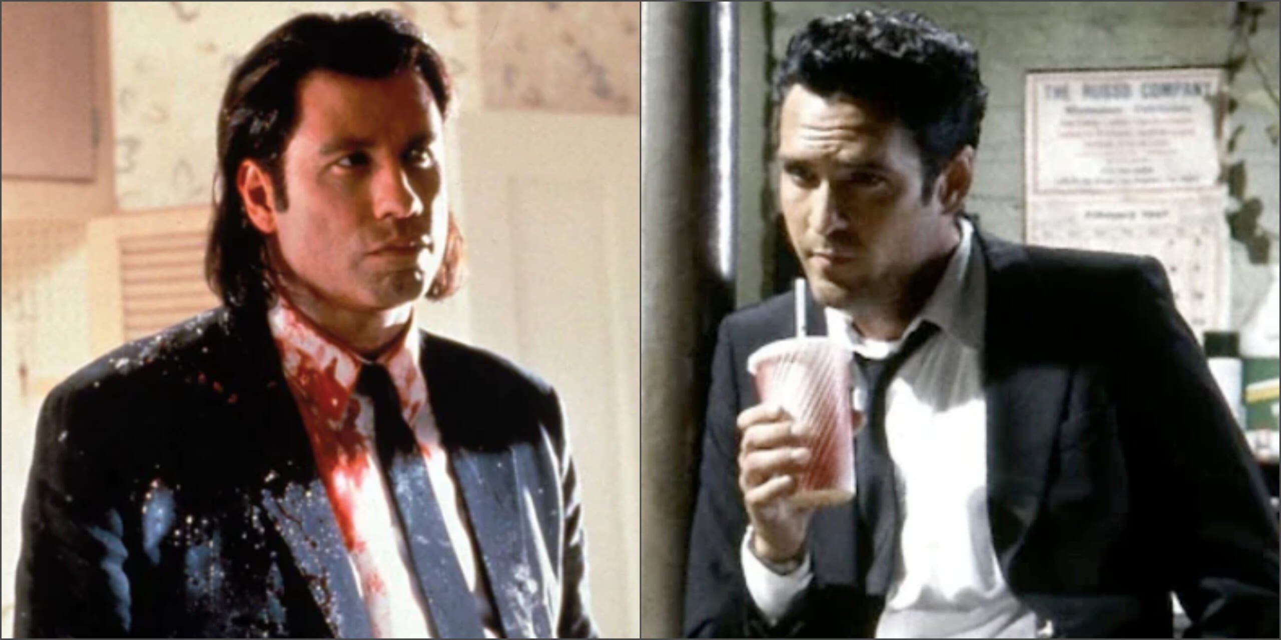 John Travolta as Vincent Vega and Michael Madsen as Victor Vega