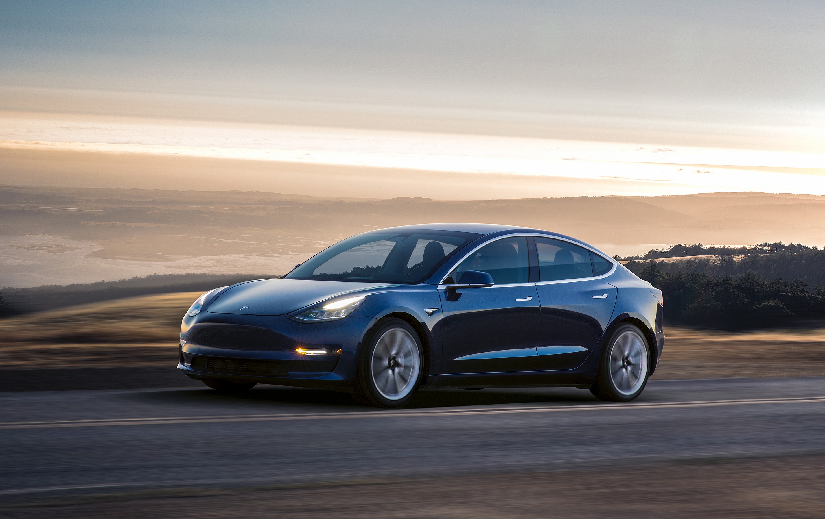 Model 3 Blue Driving