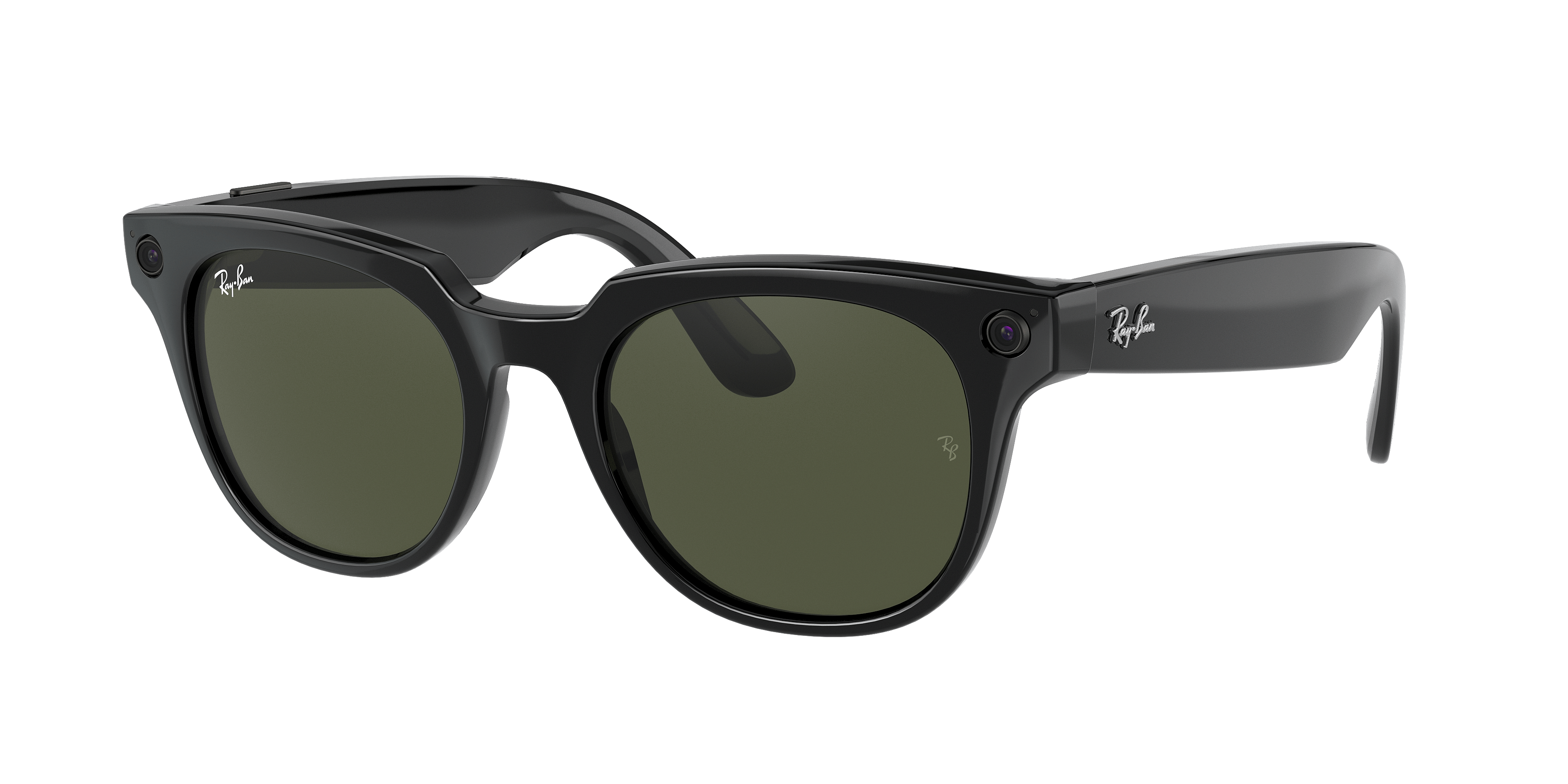 RAY-BAN STORIES METEOR SHINY BLACK G15 GREEN LENSES2