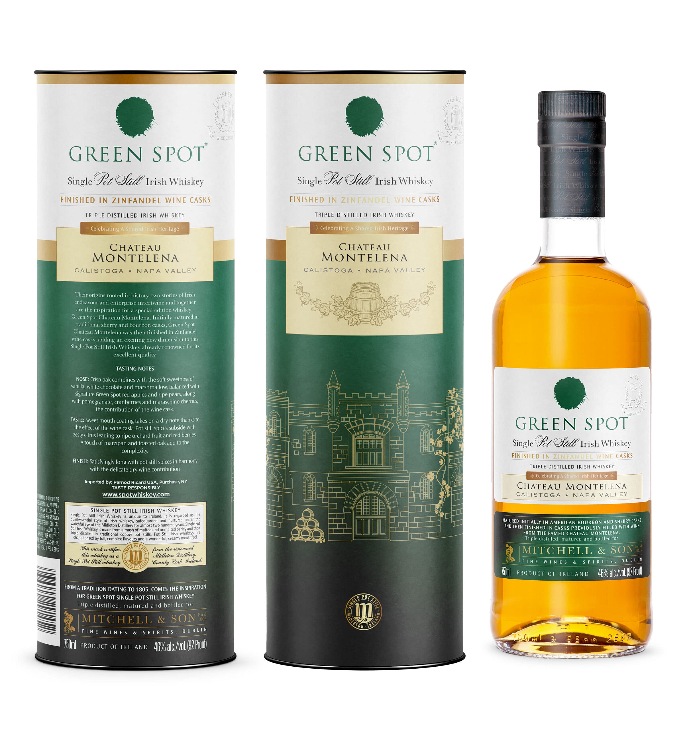 Green Spot Chateau Montelena Canister w Bottle 750ml