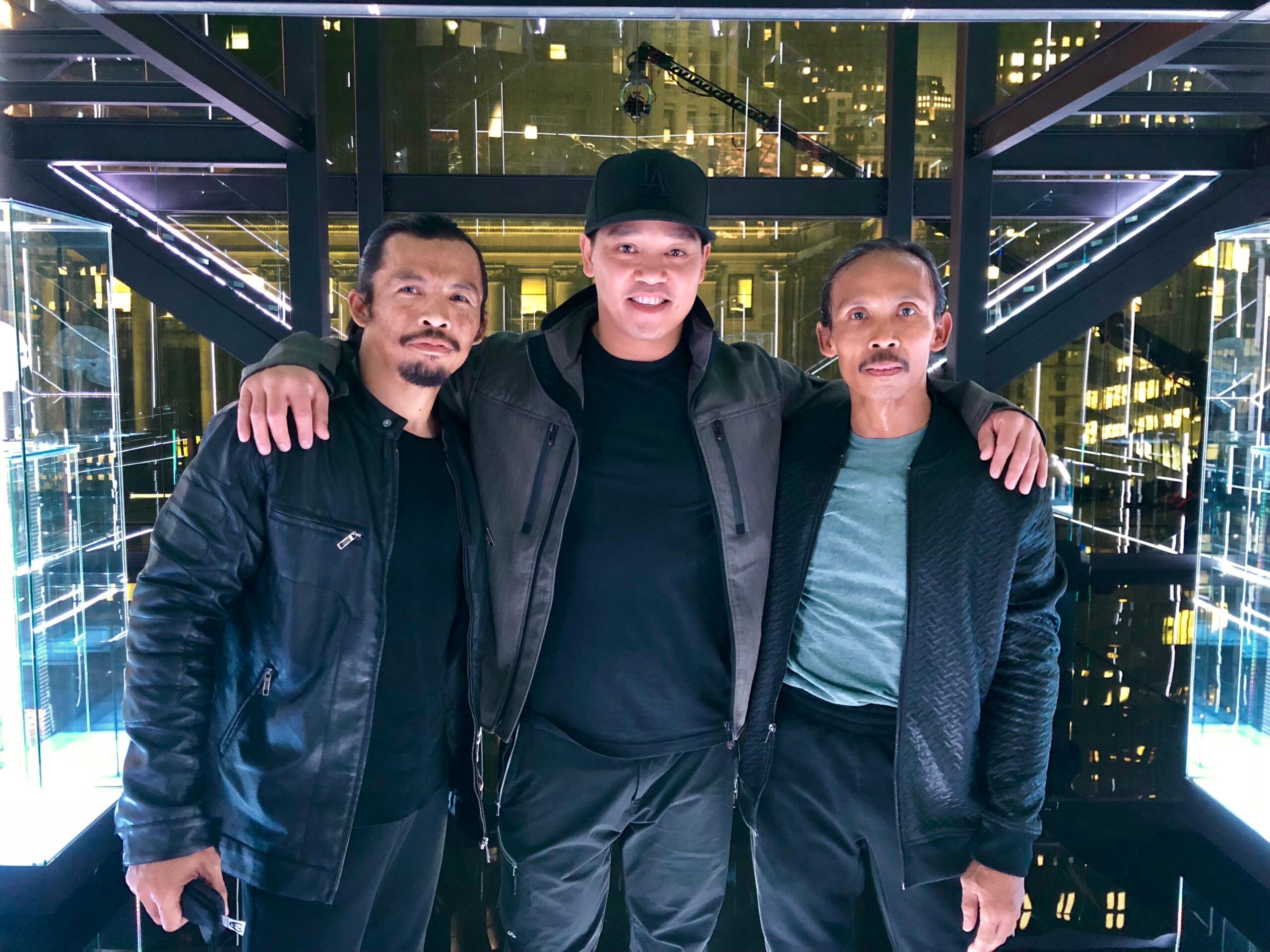 Jon Valera (center), Cecep Arif Rahman (left), Yayan Ruhian (right)