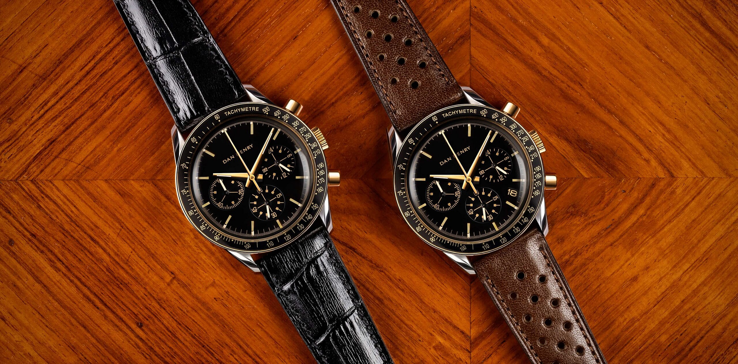 Dan Henry 1962 Racing Chronograph Gold Desktop 1