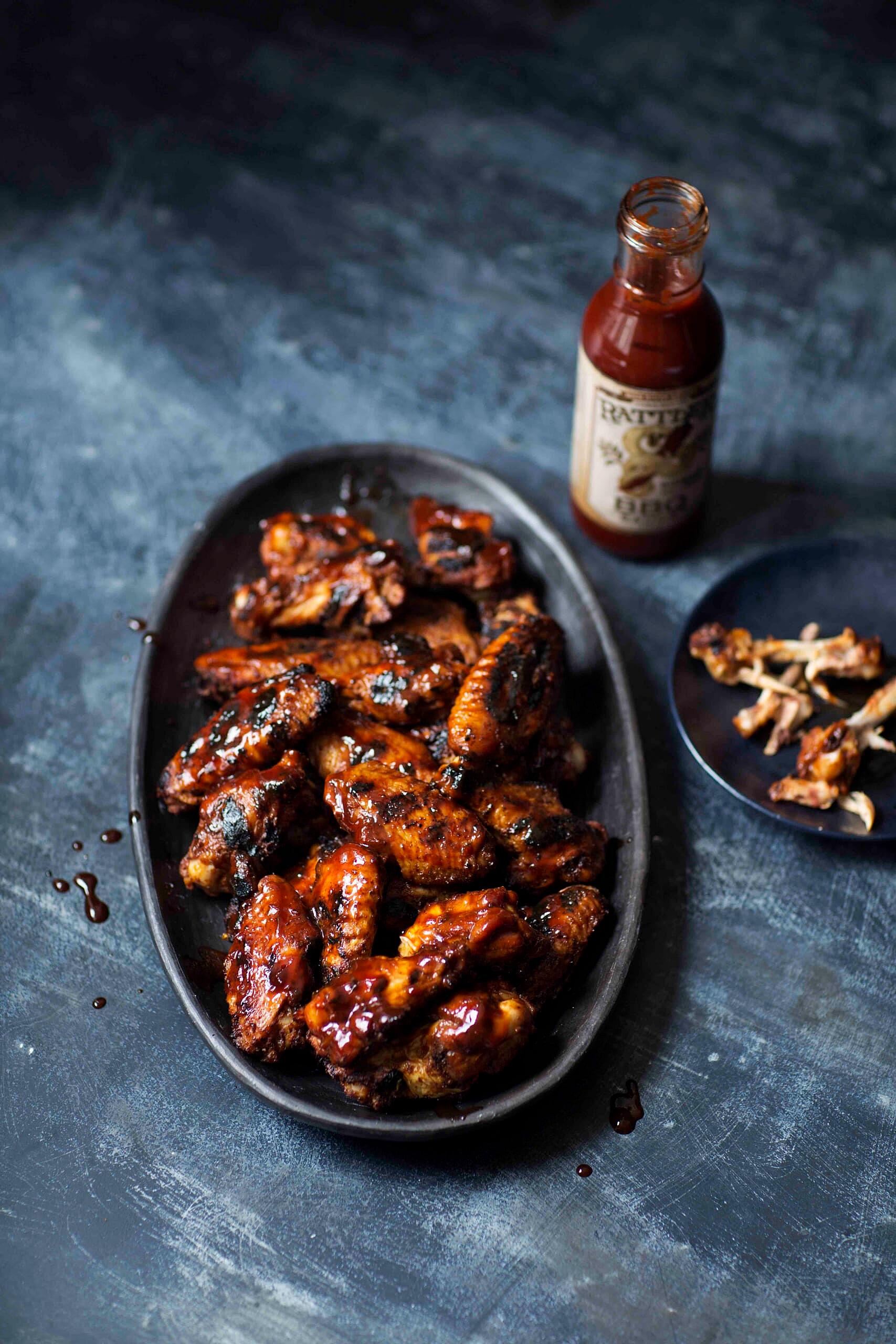 Smoky Rubbed Chicken Wings with Honey, Bourbon, and Molasses Sauce_credit Quentin Bacon
