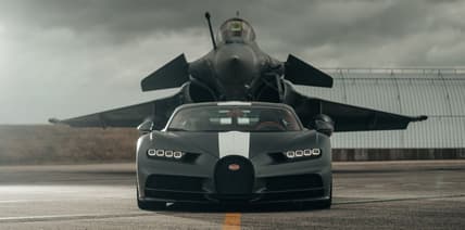bugatti chiron vs french fighter jet promo