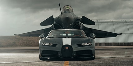 bugatti chiron vs french fighter jet promo