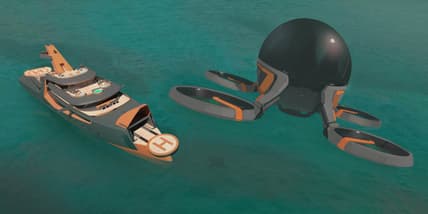 "Time"features its own autonomous  4-passenger drone (Photo: Henry Ward Design and BMT Nigel Gee)