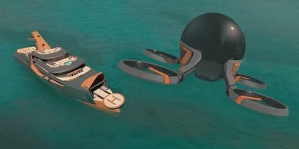 "Time"features its own autonomous  4-passenger drone (Photo: Henry Ward Design and BMT Nigel Gee)