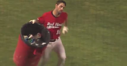 baseball player trash can taunt ump