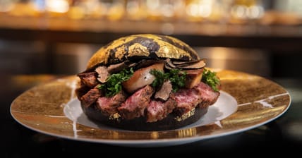 H Bar Black and Gold burger