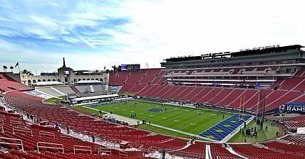 General view of the Los Angeles Memorial Coliseum for the game between the Arizona Cardinals and the Los Angeles Rams on December 29
