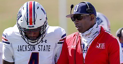 Head Coach Deion Sanders Jalon Jones of the Jackson State Tigers