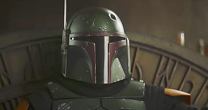Boba Fett on Jabba the Hutt's vacated throne