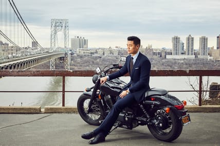 black lapel traveler suit