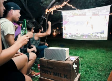 Flicks portable boombox projector