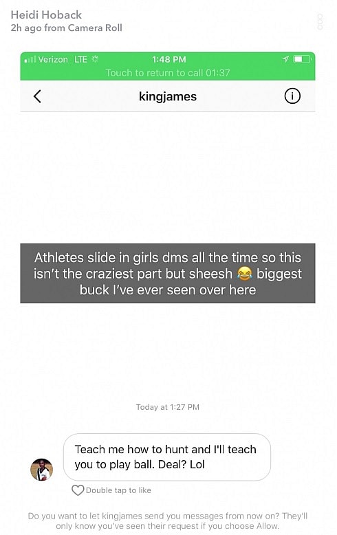hoback-lebron LeBron DM to Heidi