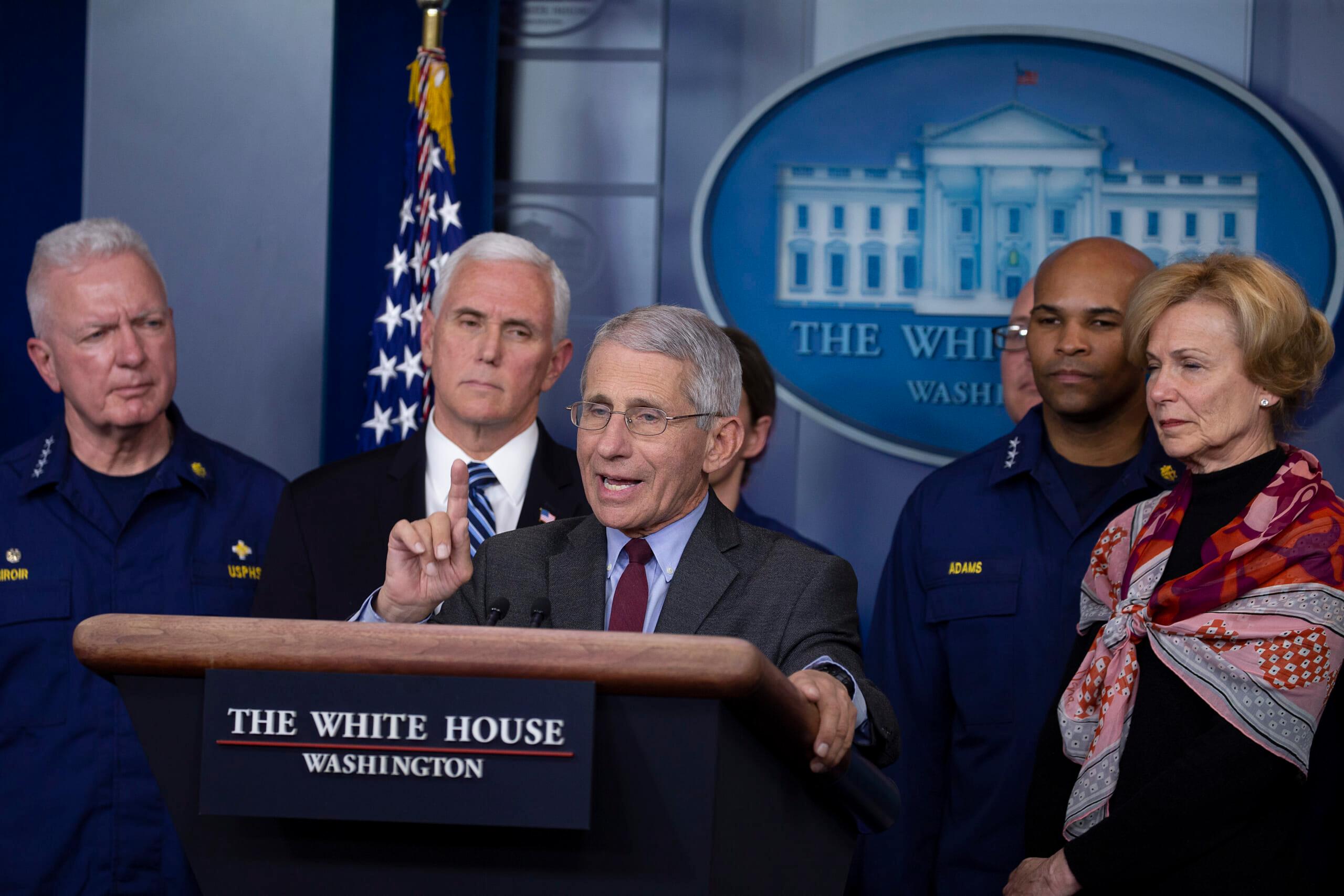 dr-anthoy-fauci-GettyImages-1212611264 Anthony Fauci, Director of the National Institute of Allergy and Infectious Diseases, speaks to the media in the press briefing room at the White House on March 15, 2020 in Washington, DC. The United States has surpassed 3,000 confirmed cases of the coronavirus, and the death toll climbed to at least 61, with 25 of the deaths associated with the Life Care Center in Kirkland, Washington.