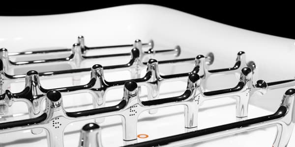 GRO design 11 the Beautiful Game foosball table - close.jpg 11 shiny chrome players per side (Photo: GRO design)