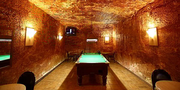 The pool room in the Desert Cave Hotel's underground bar