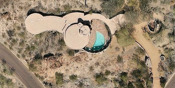 Frank Lloyd Wright last house designed - aerial.jpg An aerial view to compare to the plan