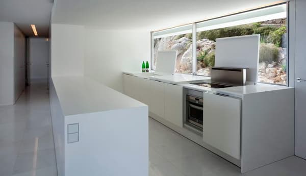 The appliances all hide away, creating a clean profile