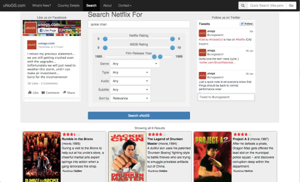 The uNoGS filter interface