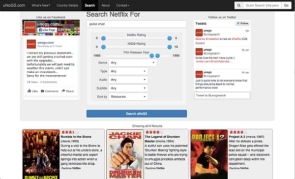 Unofficial Netflix Online Global Search screenshot.jpg The uNoGS filter interface
