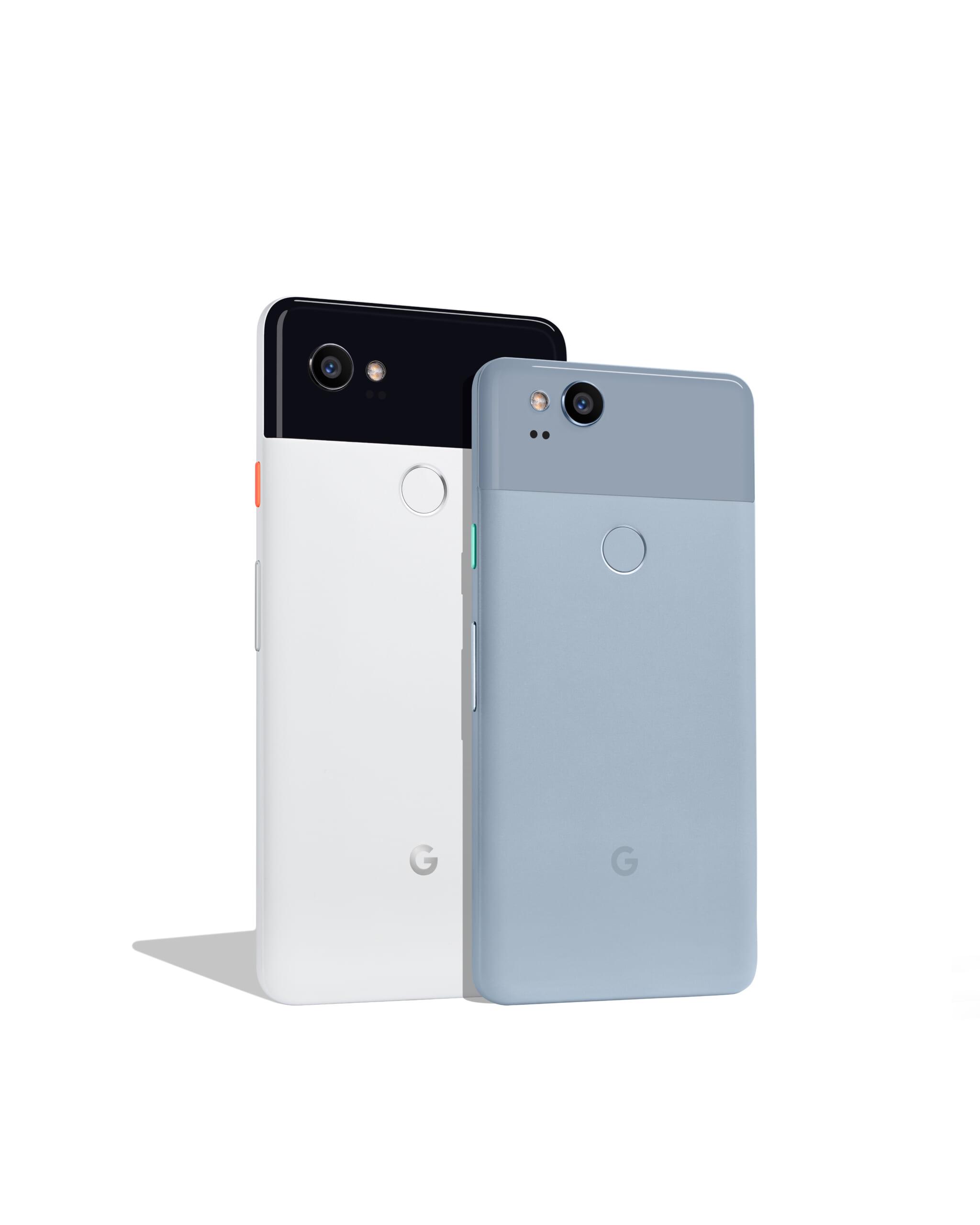 Pixel 2 XL (Black &White) and Pixel 2 (Kinda Blue)