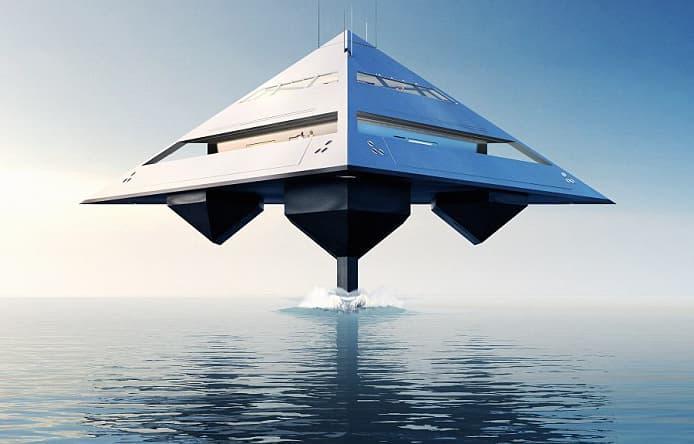 Jonathan Schwinge's HYSWAS flying tetrahedron super yacht concept