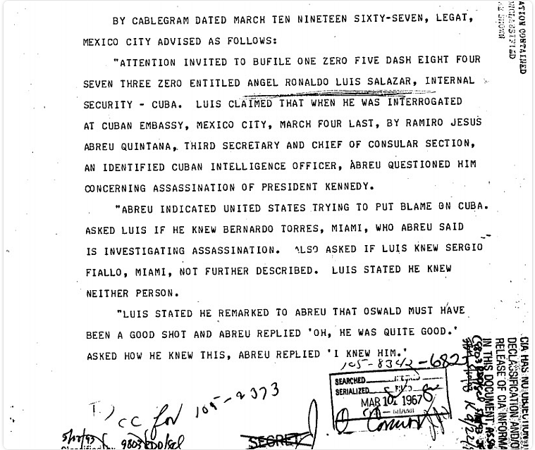 Memo about Lee Harvey Oswald