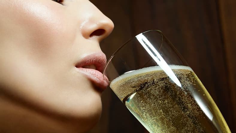 drinking champagne