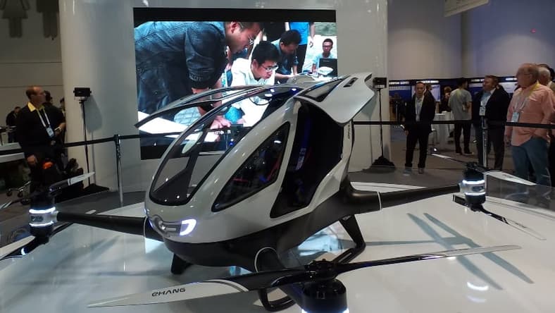 The Ehang 184 autonomously transports a single passenger