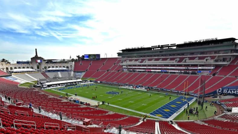 General view of the Los Angeles Memorial Coliseum for the game between the Arizona Cardinals and the Los Angeles Rams on December 29
