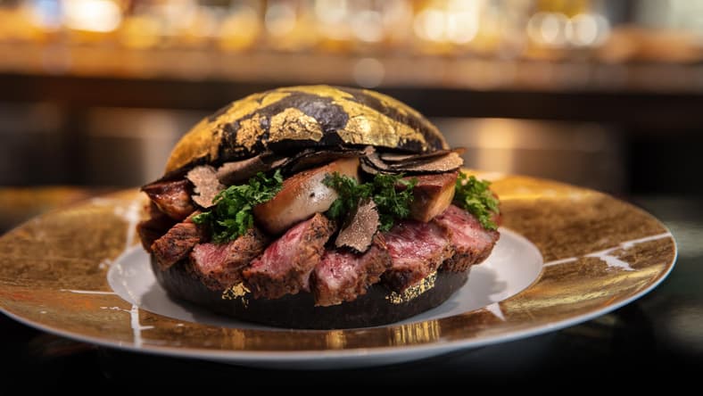 H Bar Black and Gold burger