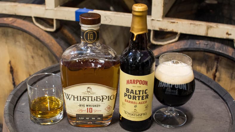 harpoon and whistlepig baltic porter
